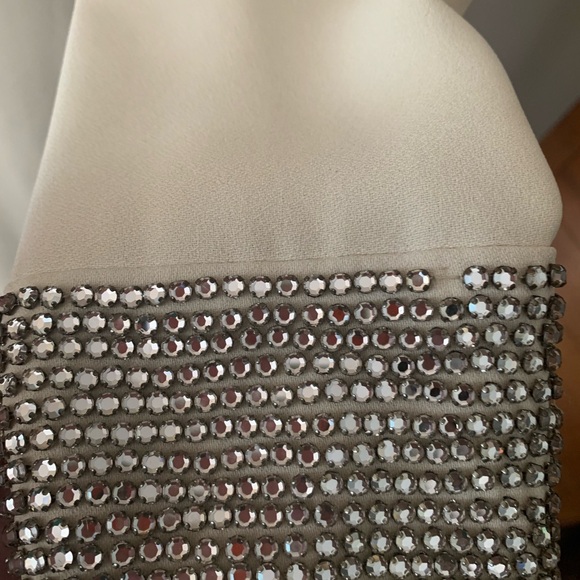 Vintage 60’s Tee-Ça Formal Winter Dress Ivory Rhinestones size sm 4-6 (no tag) - Picture 4 of 16